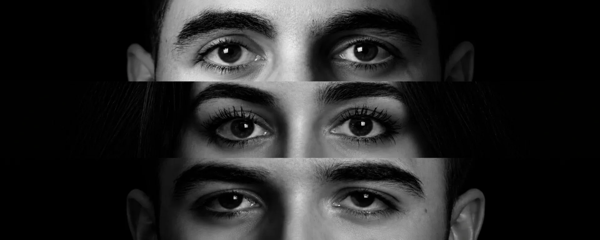 The eyes of the three siblings behind Frères et Sœur